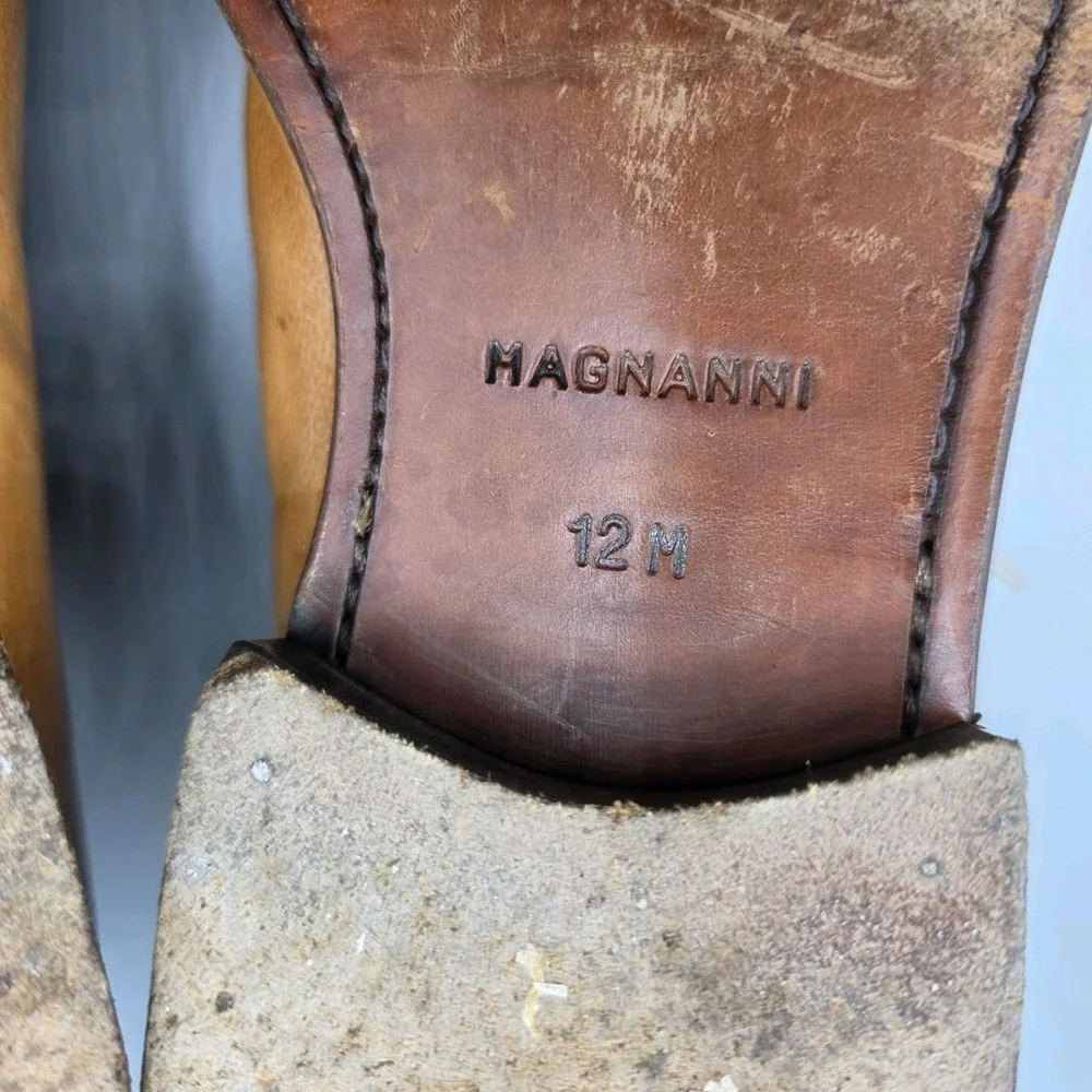 Magnanni Dress Shoes Mens 12 Tan Leather‎ Derby Oxford Business Professional